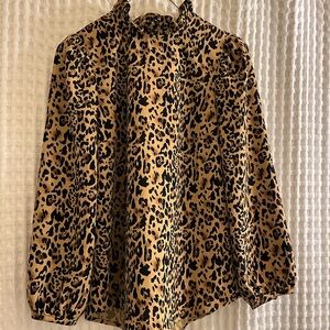 Leopard Print Long Sleeve Blouse
